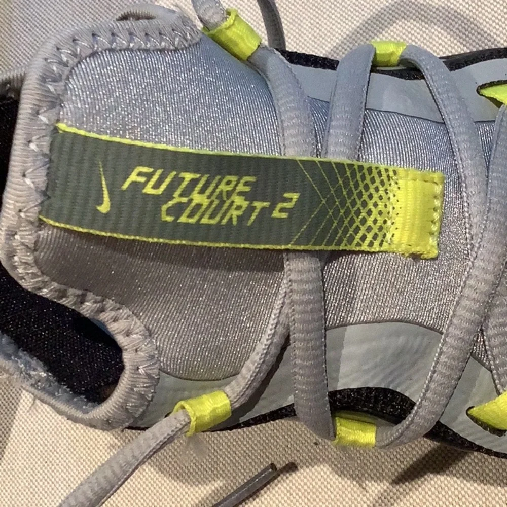 Nike: Basketball SHOES - Gray/Black/Neon Yellow - Future Court 2 Size 3.5Y